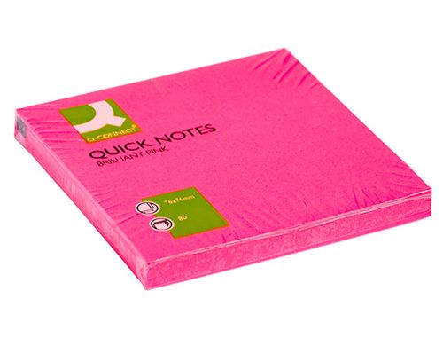 Bloco de notas adesivas q-connect rosa fluorescente 76 x 76 mm com 80 folhas , Q-connect , 29133 , 5705831105164